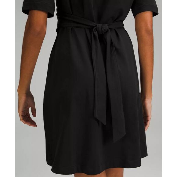 NWT Lululemon Women's Pima Cotton Wrap-Front T-Shirt Dress in Black Size 2 - Picture 5 of 13